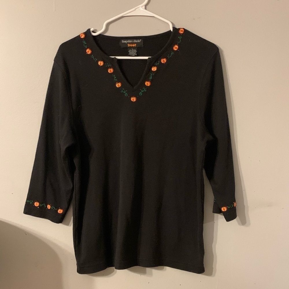 Pumpkin fall womens knit top large